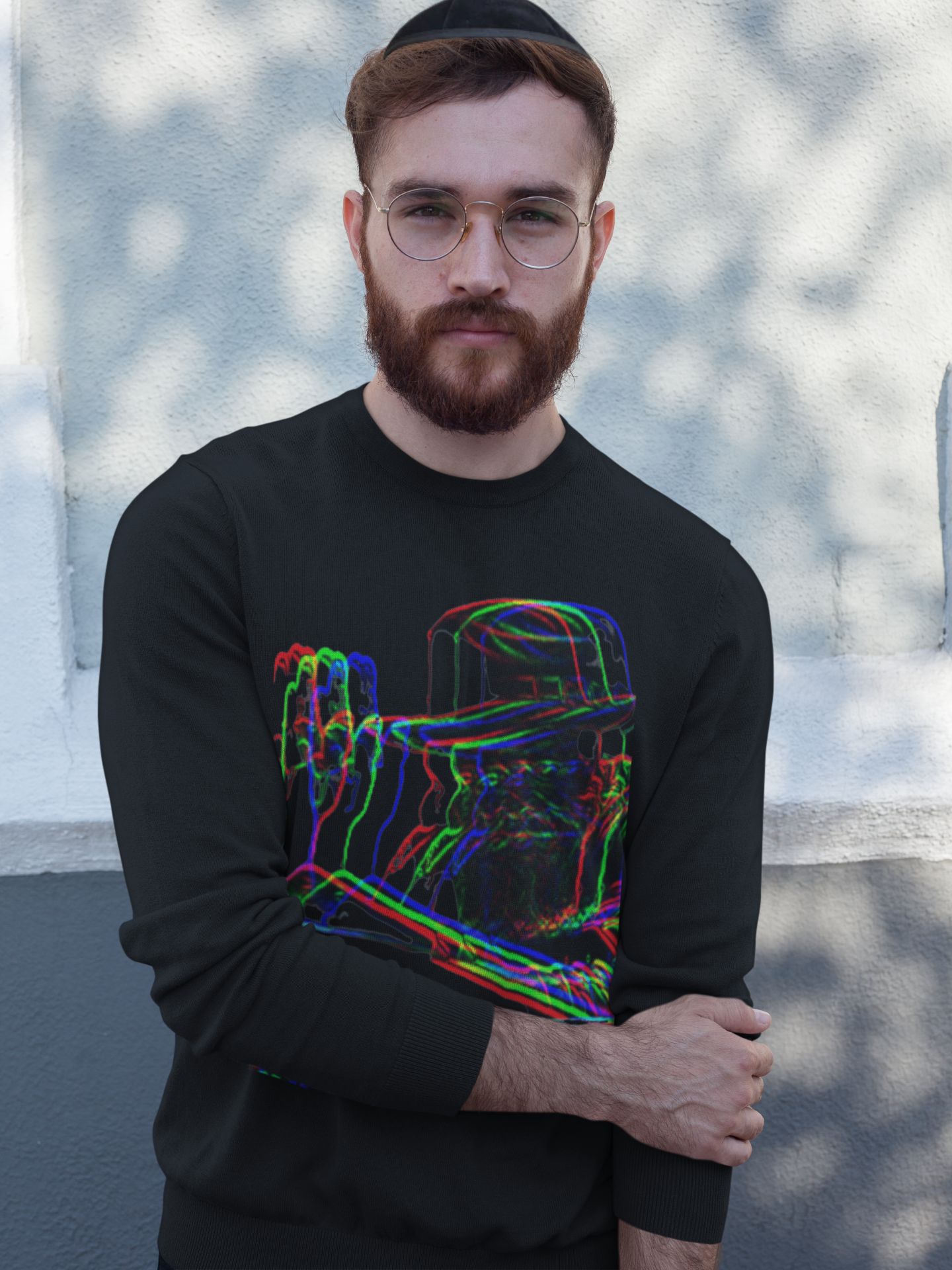 Lubavitch Rebbe Glitch Crewneck Sweatshirt