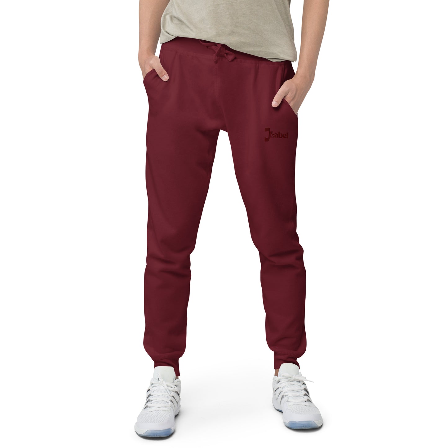 JLabel Classic Design Embroidered Unisex Fleece Sweatpants- Maroon