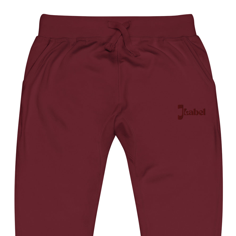 JLabel Classic Design Embroidered Unisex Fleece Sweatpants- Maroon