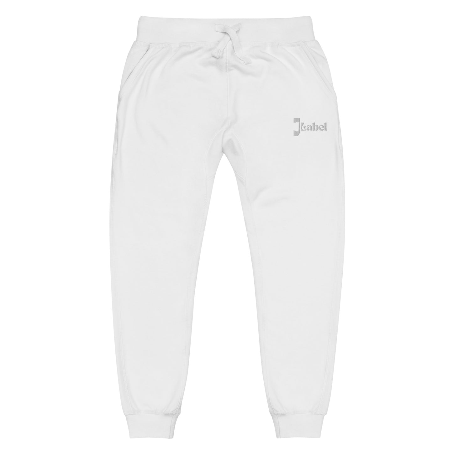 JLabel Classic Design Embroidered Unisex Fleece Sweatpants- White