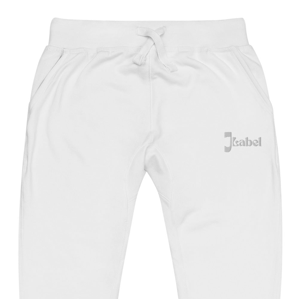 JLabel Classic Design Embroidered Unisex Fleece Sweatpants- White