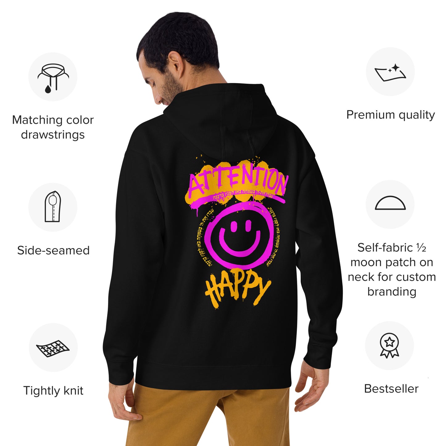 Na-Nach Attention Be Happy Pullover Hoodie