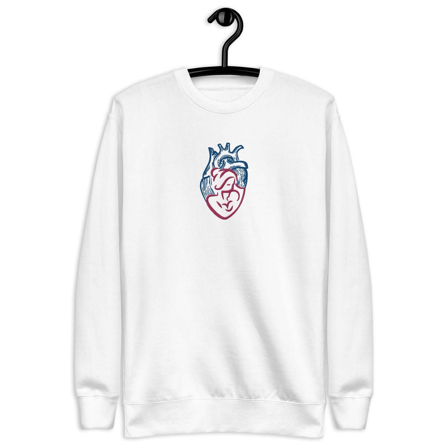 Mother Cradle Baby Heart Embroidered Crewneck Sweatshirt